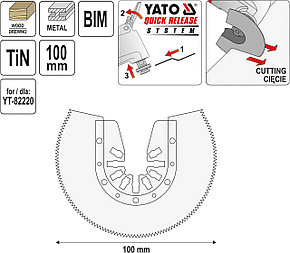 Полотно дисковое по дереву/металлу BIM-TIN 100мм для YT-82220 "Yato" YT-34711, фото 2
