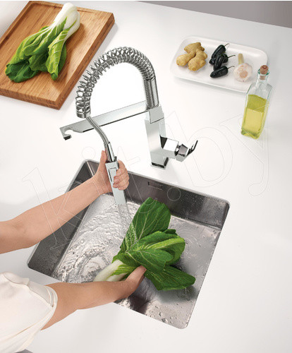 Смеситель для кухонной мойки с выдвижным изливом Grohe Eurocube 31395000 - фото 7 - id-p152266020