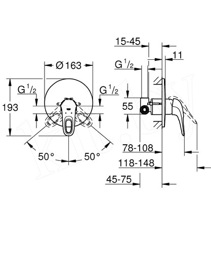 Смеситель скрытого монтажа для душа Grohe Eurostyle 33635003 - фото 2 - id-p152266157