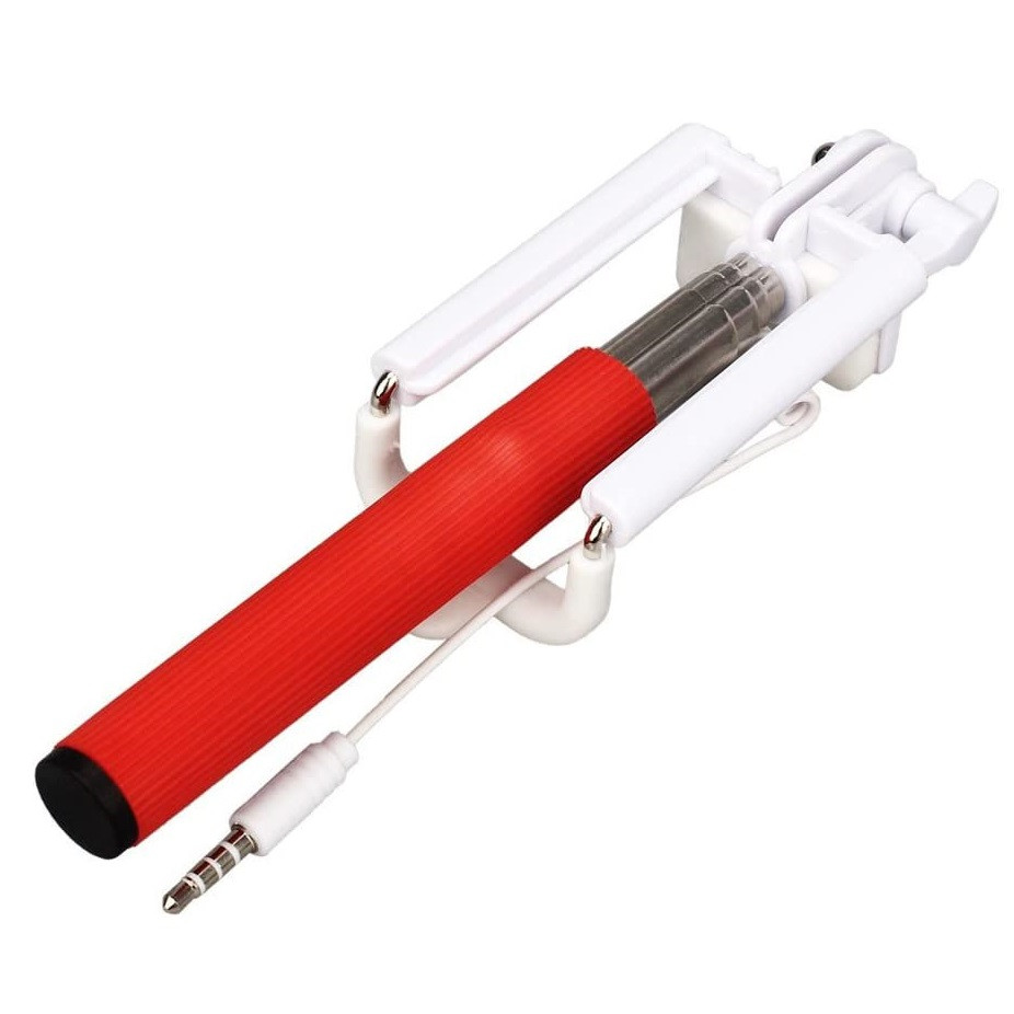 Монопод для селфи SELFIE STICK Cable Take Pole 3.5mm (red) - фото 2 - id-p152348691