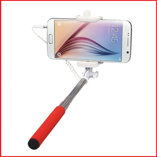 Монопод для селфи SELFIE STICK Cable Take Pole 3.5mm (red)