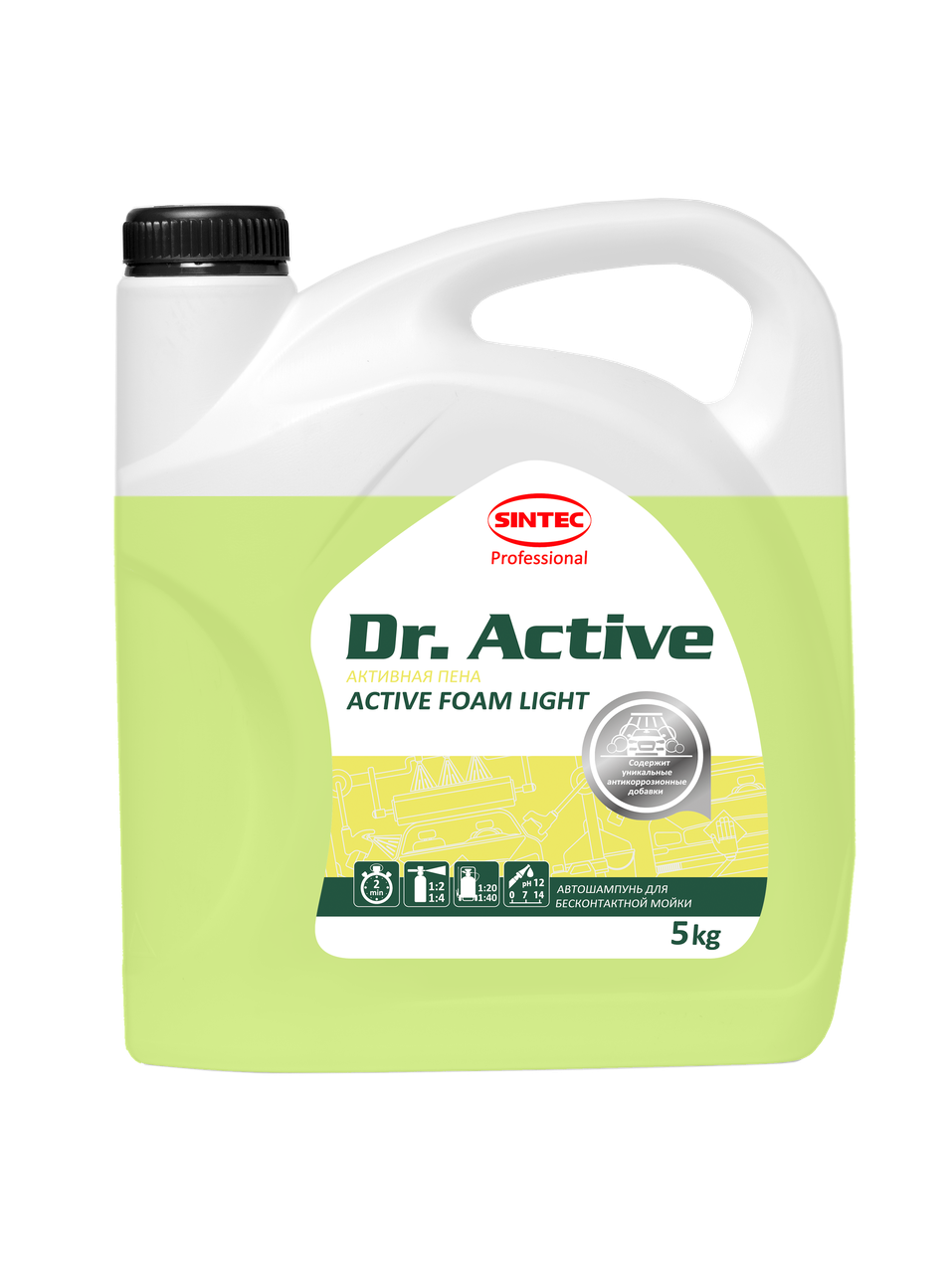 Активная пена. Sintec Dr. Active «Active Foam Light» 5кг, Слабощелочное средство для бесконтактной мойки