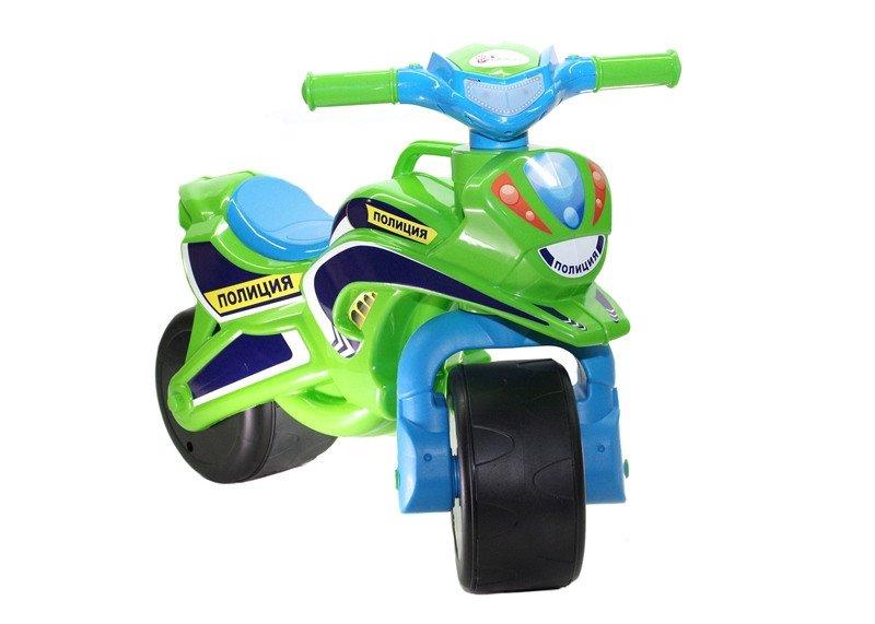 Беговел мотоцикл для детей Doloni Мотобайк Полиция салатовый-голубой 0139 - фото 2 - id-p152438294