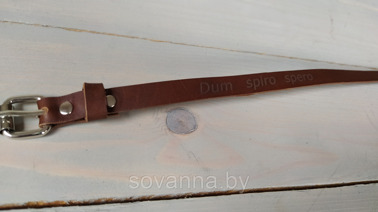 Браслет кожаный с гравировкой"Dum spiro spero" - фото 6 - id-p152474464