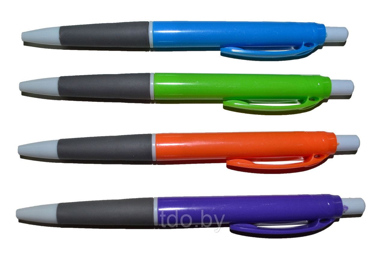 Автоматическая шариковая ручка: цветной корпус, резиновый держатель, цв. чернил - синий - фото 2 - id-p131266629