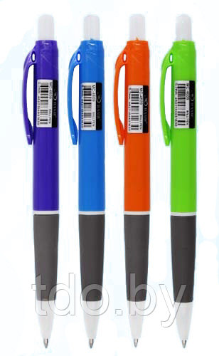 Автоматическая шариковая ручка: цветной корпус, резиновый держатель, цв. чернил - синий - фото 4 - id-p131266629