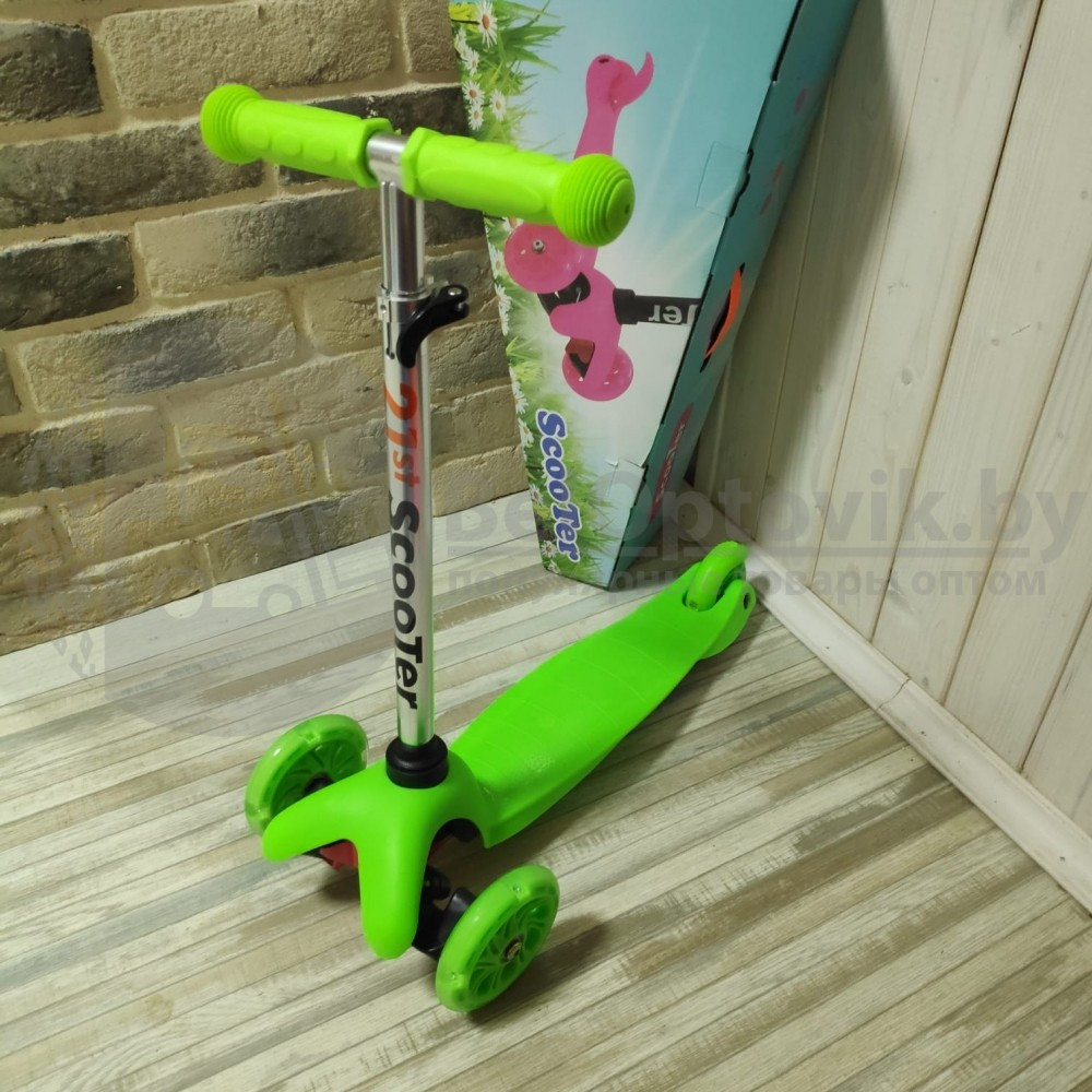 Самокат Scooter 21st Mini (ОРИГИНАЛ) 3-х колесный, регулируемая ручка, до 40 кг. Светящиеся колеса. Оранжевый - фото 8 - id-p103183188