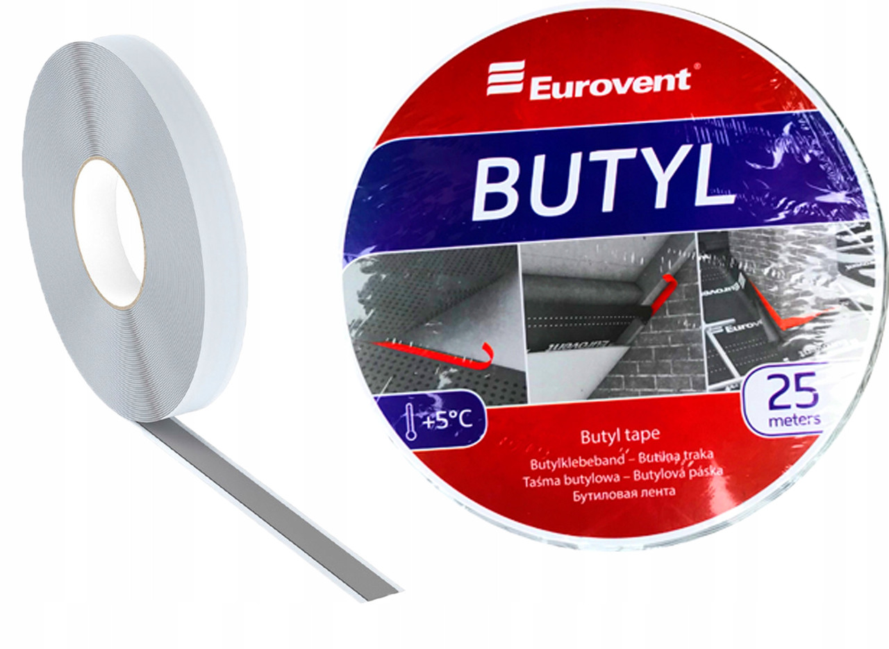 EUROVENT BUTYL БУТИЛ ЛЕНТА ДВУСТОРОННЯЯ 15мм*25 м - фото 3 - id-p24279018