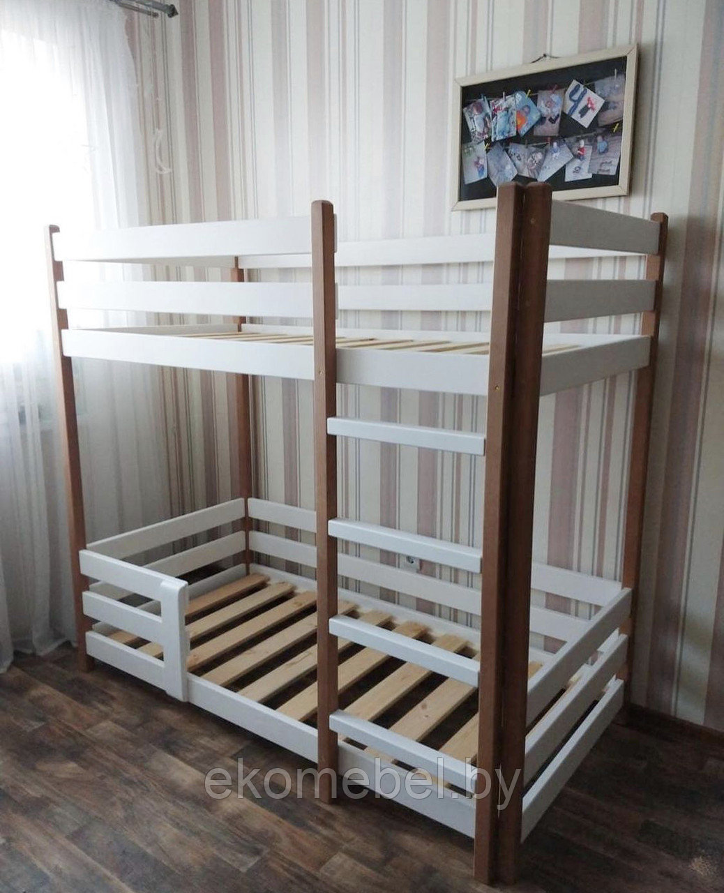 Двухъярусная кровать "Турин" (80х160, 80х180, 90х200 см) Массив ольхи