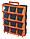 Ящик-органайзер с ручкой «ПОРЯДКОФФ» для метизов 12 лотков с крышкой, черно-оранж, 475*380*135 мм., фото 3