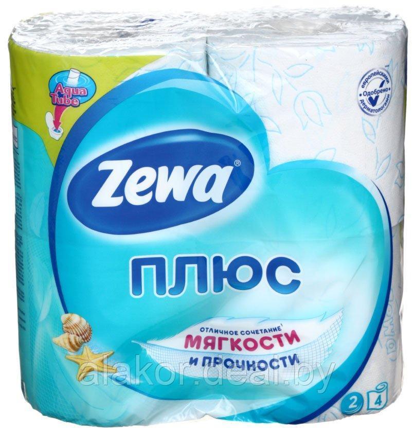 Бумага туалетная, двухслойная, белая, с ароматом свежесть океана, «Zewa Plus» (4рул./уп. )