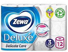 Бумага туалетная, трехслойная, белая, без аромата, «Zewa Deluxe» (12рул./уп. )