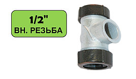 Обжимное соединение 19.7-21.8 мм. с зажимом с обеих сторон, ответвление с внутренней резьбой  ("Гебо") ( 1/2")