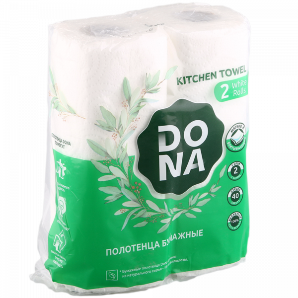 Бумажные полотенца «Dona» двухслойные, 2 шт.