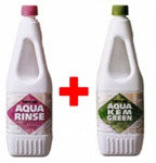 Комплект жидкостей для биотуалета  Aqua Kem Green 1,5 л. + Aqua Rinse 1,5л.