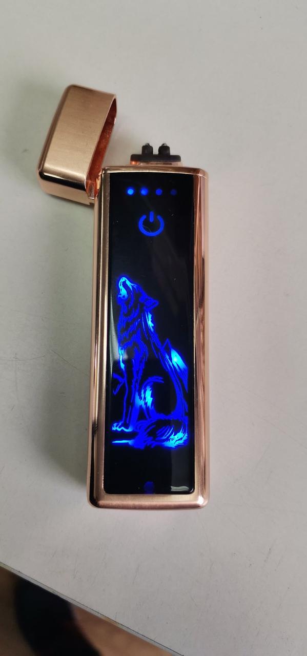 Электронная импульсно дуговая, светящаяся USB-зажигалка Волк (Сенсорная, черная) Lighter USB дуга - фото 2 - id-p152541673