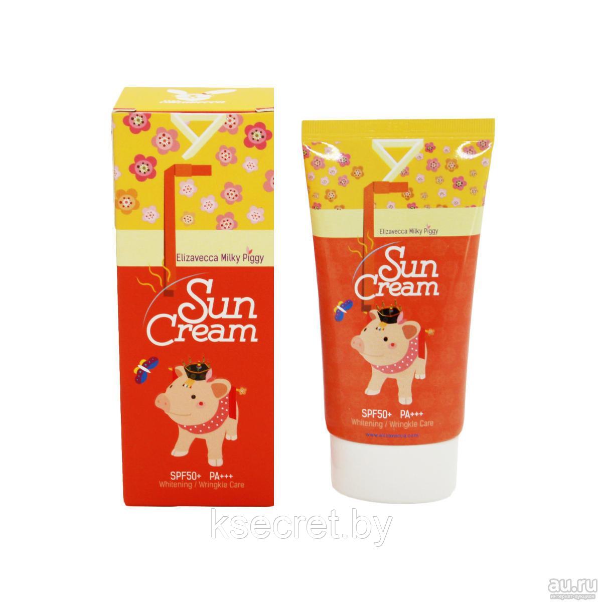 Солнцезащитный крем для лица и тела ELIZAVECCA Milky Piggy Sun Cream SPF50+ PA+++ 50 мл - фото 2 - id-p152544583