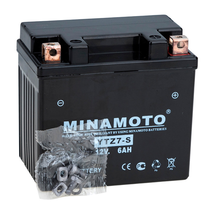 Аккумуляторная батарея (АКБ) марки Minamoto 12V 5,5Ah YTZ7-S - фото 1 - id-p152546173