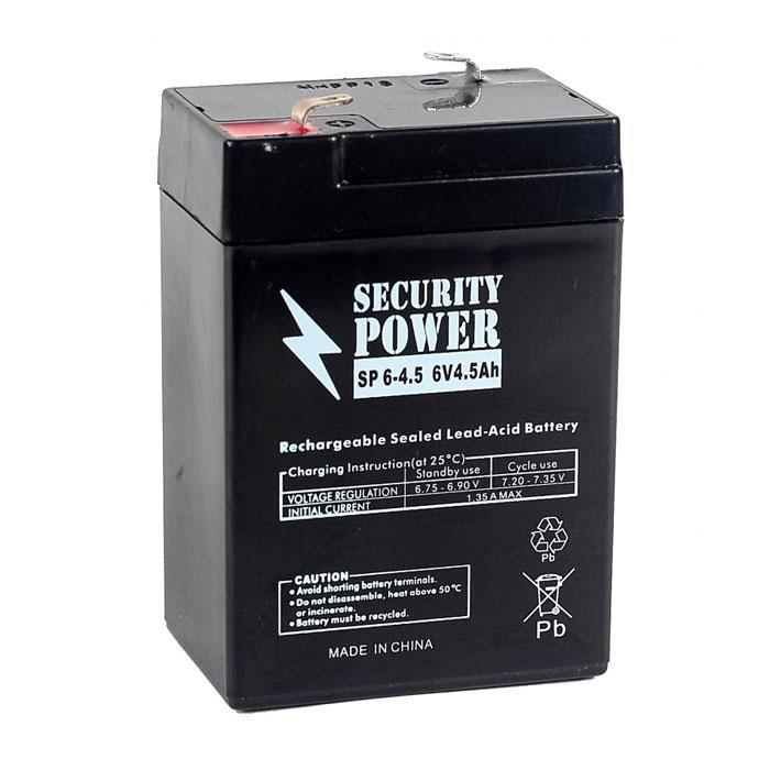 Аккумуляторная батарея (АКБ) марки Security Power SP 6-4.5 6V/4.5Ah (КИТАЙ) гелевый - фото 1 - id-p152546201