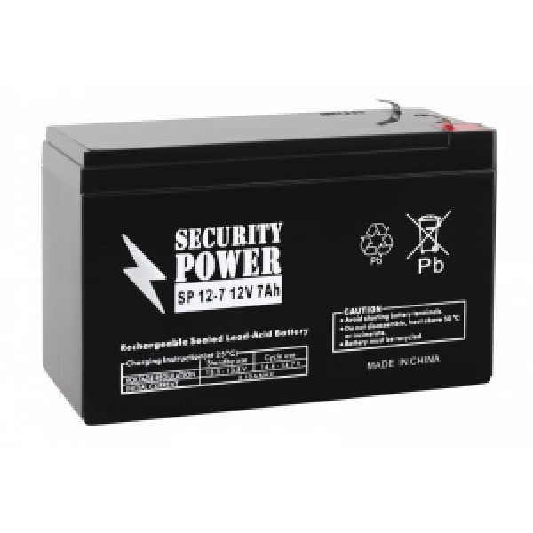 Аккумуляторная батарея (АКБ) марки Security Power SP 12-7 12V/7Ah (КИТАЙ) гелевый - фото 1 - id-p152546240