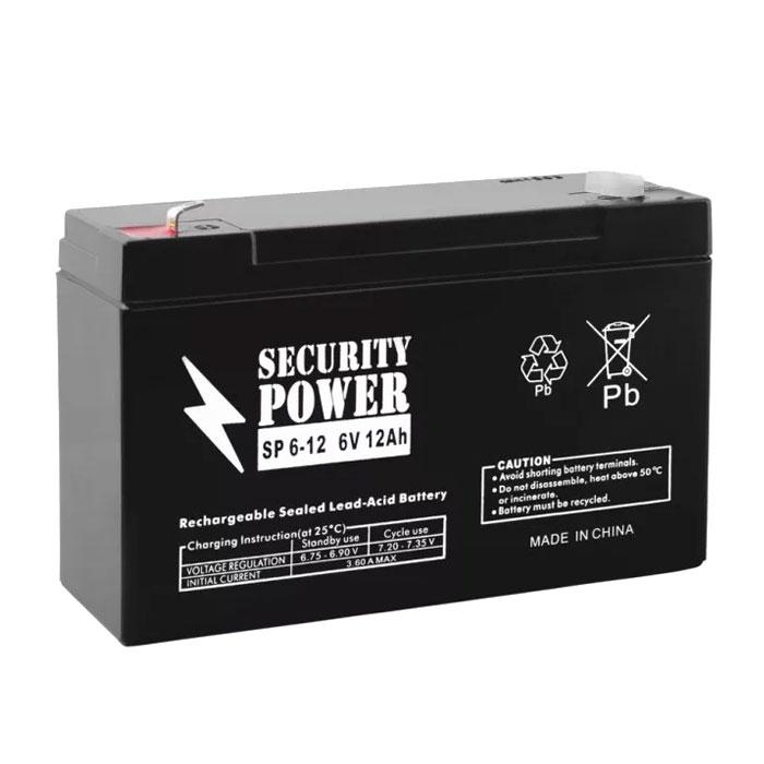 Аккумуляторная батарея (АКБ) марки Security Power SP 6-12 6V/12Ah (КИТАЙ) гелевый - фото 1 - id-p152545833