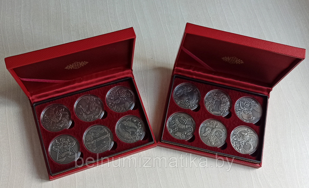 Знаки Зодиака - Зодиакальный гороскоп - 1 рубль 2013-2015 NuCu набор 12 монет в футлярах - фото 3 - id-p152577309