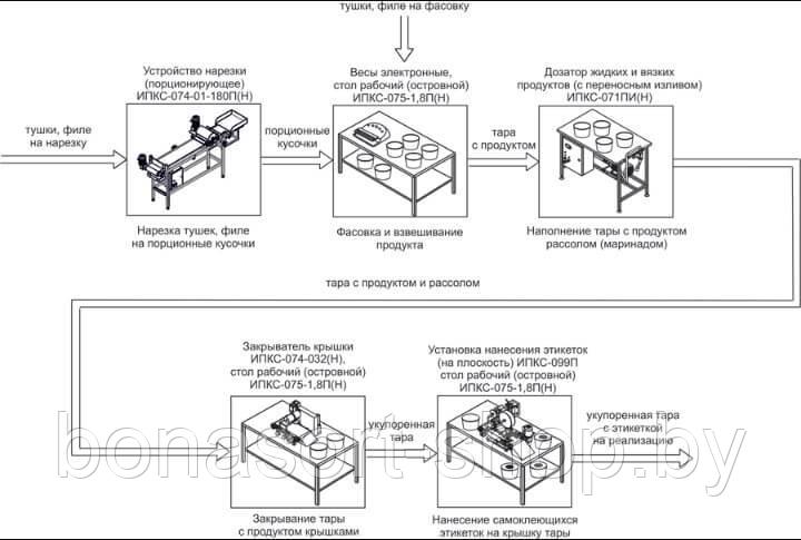 Комплект оборудования для фасовки и упаковки соленой рыбы (тушек, филе, пор - фото 1 - id-p152613910