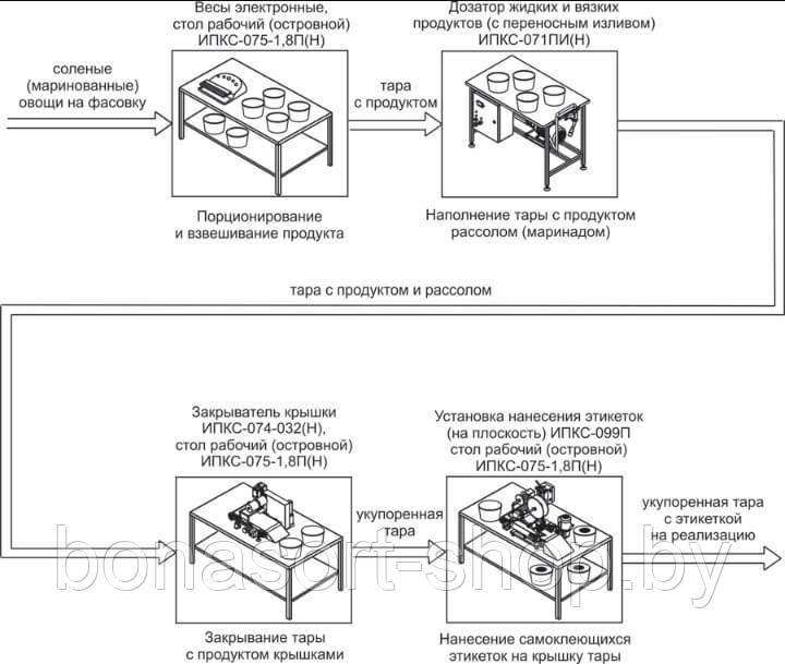 Комплект оборудования для фасовки и упаковки соленых и маринованных овощей - фото 1 - id-p152614065