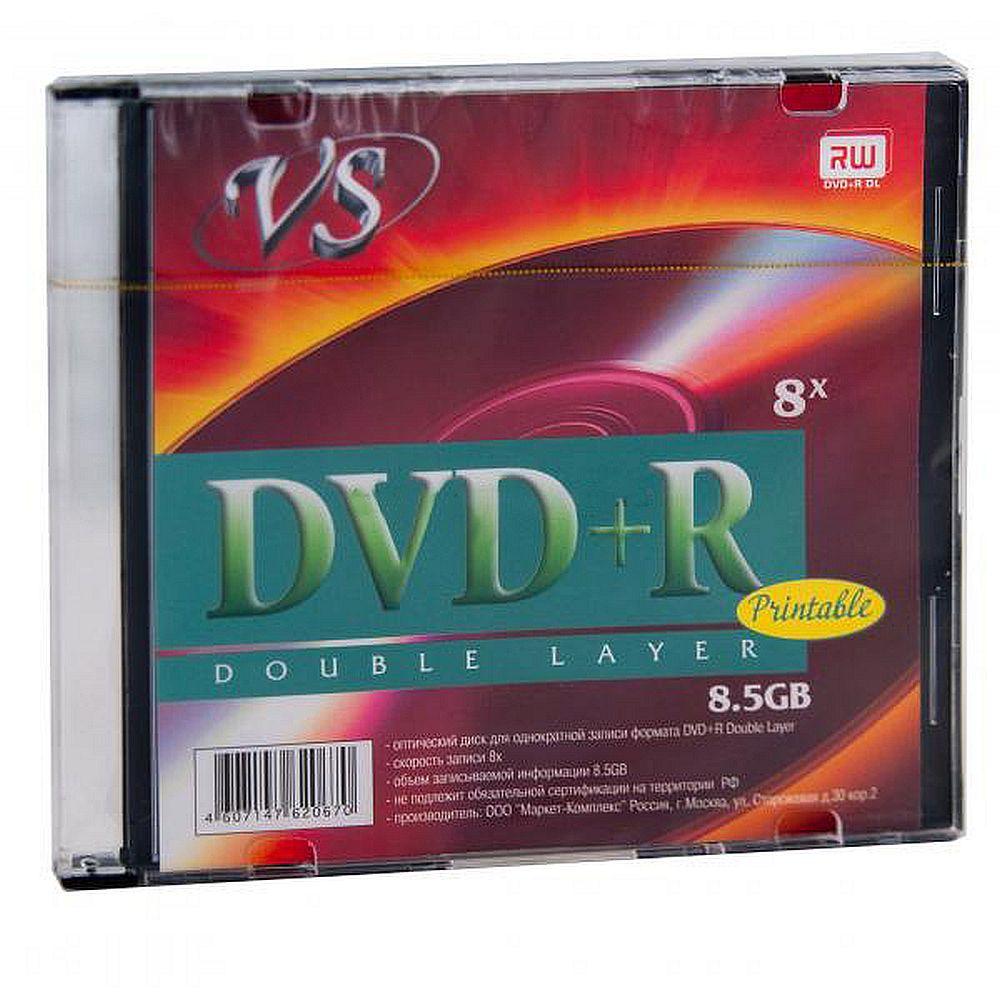 Диск DVD+R Dual Layer VS Printable 8,5 Гб 8x Slim case - фото 1 - id-p152621111