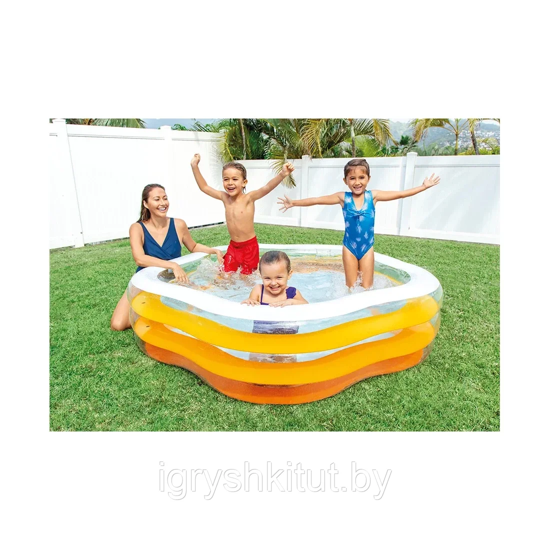 Детский надувной бассейн Intex Цвета лета, с надувным дном (размер 185х180х53см), арт.56495NP - фото 1 - id-p96813660