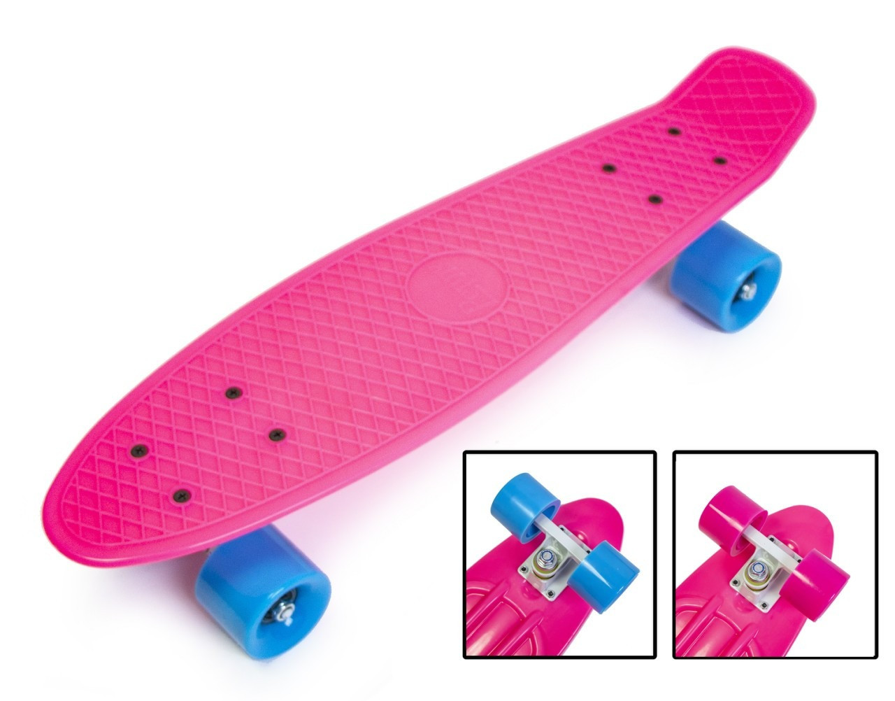 Скейт Пенни Борд  однотонный, матовые колеса 2 дюйма (цвет микс), до 60 кг. розовый