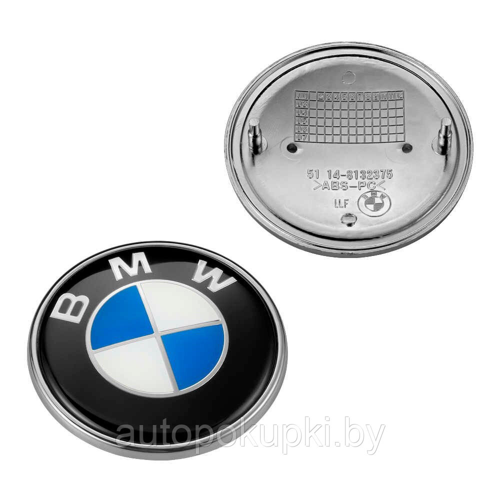 Эмблема BMW на капот. Диамер :82мм. Цвет черно-синий с хром подложкой, , 2 крепления, 322504 - фото 1 - id-p152639316