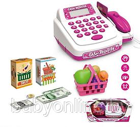 Детская Касса с калькулятором сканером и набором продуктов арт 8319A