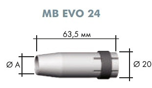 Газовое сопло коническое (10 шт.) 12,5*63,5*20 №145.0080 для MB EVO 24 (240D) - фото 1 - id-p152655937