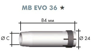 Газовое сопло цилиндрическое (10 шт.) 19*84*24  №145.0045 для MB EVO 36