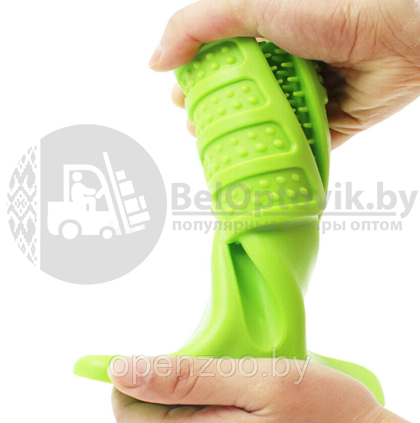Зубная силиконовая щетка игрушка массажер для чистки зубов мелких пород собак Pet Toothbrush Зеленый - фото 6 - id-p138005059