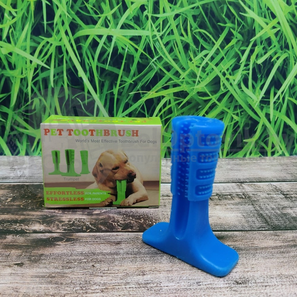 Зубная силиконовая щетка игрушка массажер для чистки зубов мелких пород собак Pet Toothbrush Зеленый - фото 4 - id-p152656891