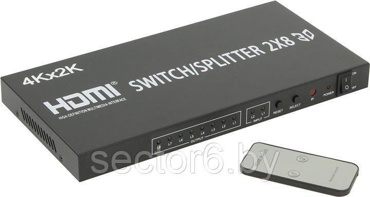 Orient  HDMI Splitter (2in -> 8out, 1.4b,  ПДУ) +  б.п., фото 2