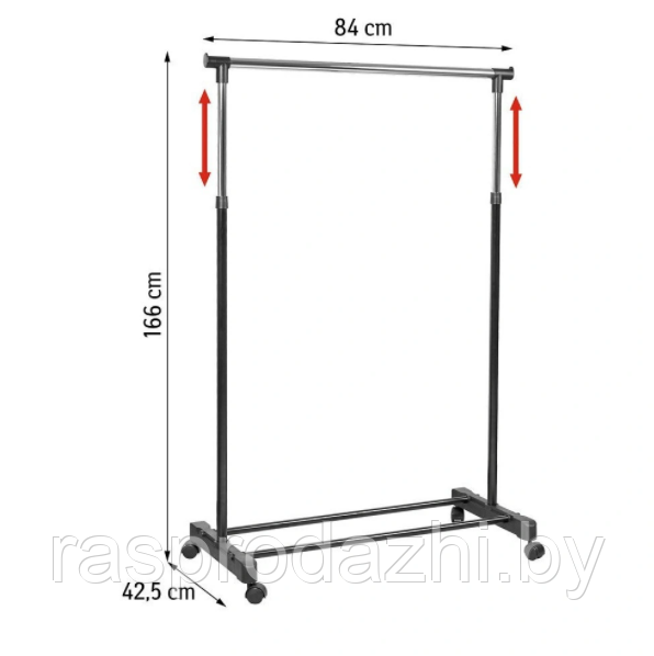 Вешалка для одежды телескопическая на колесиках Single-Pole Telescopic Clothes rack - фото 2 - id-p152731728