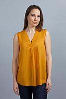 Женская летняя из вискозы желтая большого размера блуза Mirolia 905 горчица 46р.