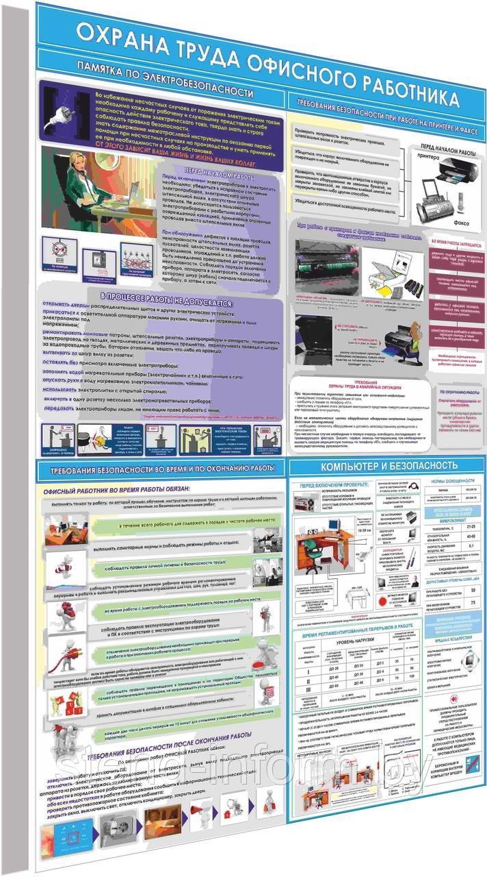 Плакат на пластике "Охрана труда офисного работника" р-р 80*120 см