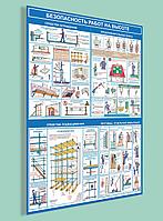 Плакат на пластике "Безопасность работ на высоте" по охране труда  р-р 80*120 см