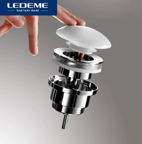 Клапан керамический белый на умывальник  (клик - клак) LEDEME L67W