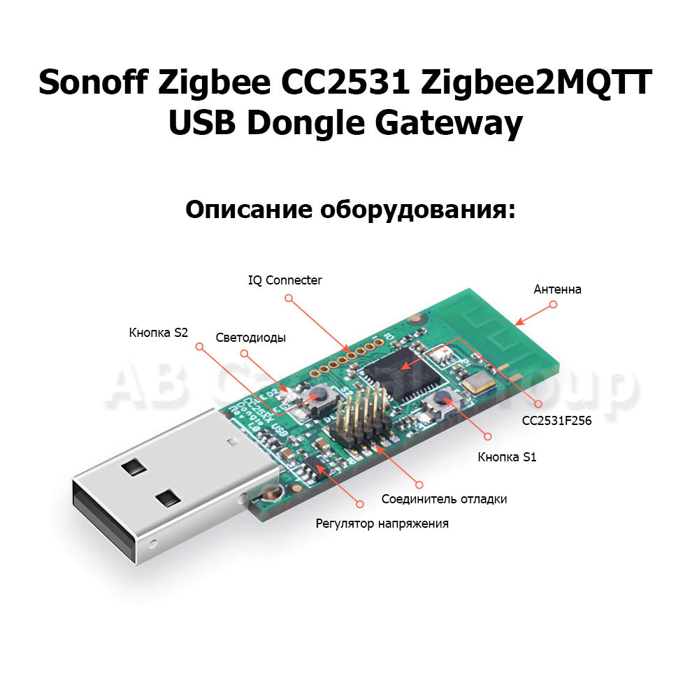 Sonoff USB-Dongle Zigbee CC2531 (мост/центр управления/хаб) - фото 3 - id-p152902723