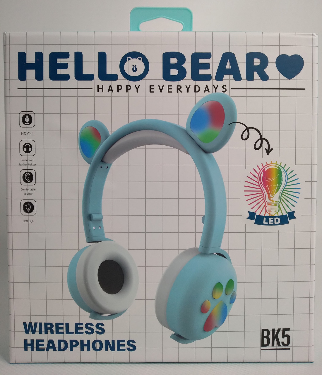 Беспроводные наушники HELLO BEAR BK5 LED коричневые - фото 4 - id-p152910437