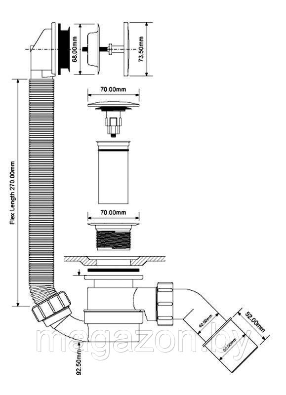 Сифон для ванны McAlpine HC2600CLWH, белый - фото 2 - id-p152916007