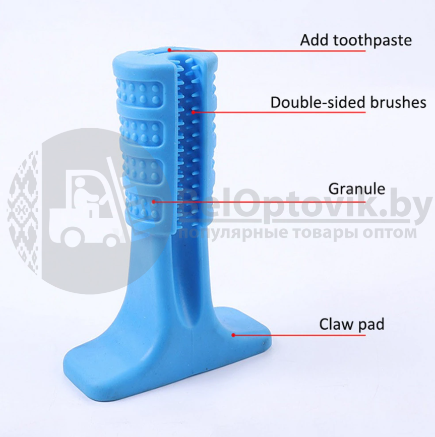 Зубная силиконовая щетка игрушка массажер для чистки зубов мелких пород собак Pet Toothbrush Синий - фото 9 - id-p152656890