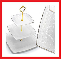 LR-26512 Конфетница 3-х ярусная ЭЛИС, фруктовница, этажерка керамика, LORAINE