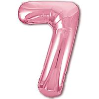 Шар (40''/102 см) Цифра, 7 Slim, Розовый фламинго