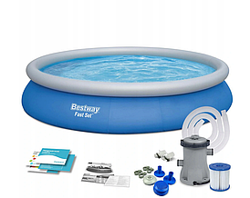 Надувной бассейн Bestway Fast Set с фильтр-насосом 57313 | 457x84